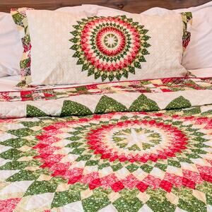 Vintage “Starburst” Better Homes and Gardens, Holiday Quilt w 1 Sham-Size: King